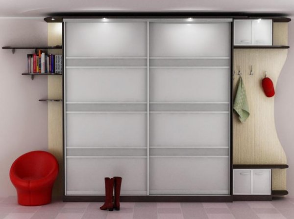 Шкаф-купе в прихожую Дуб Кремона –Двери комбинированные стекло Белое Матовое