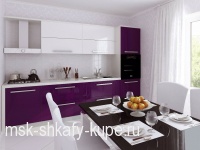 Кухня белый и фиолетовый глянец